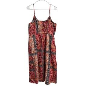 Old Navy Boho Midi Dress‎ Sleeveless Pink Orange Floral Print Casual Sundress XL
